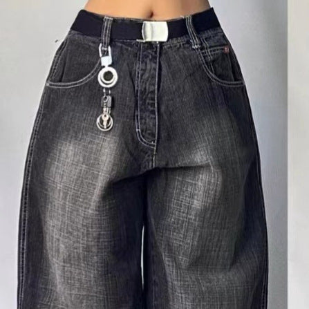 Unisex Retro Washed Wide-Leg Baggy Jeans