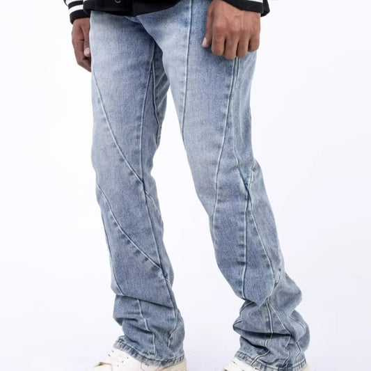 Unisex High-Street Three-Bar Baggy Jeans