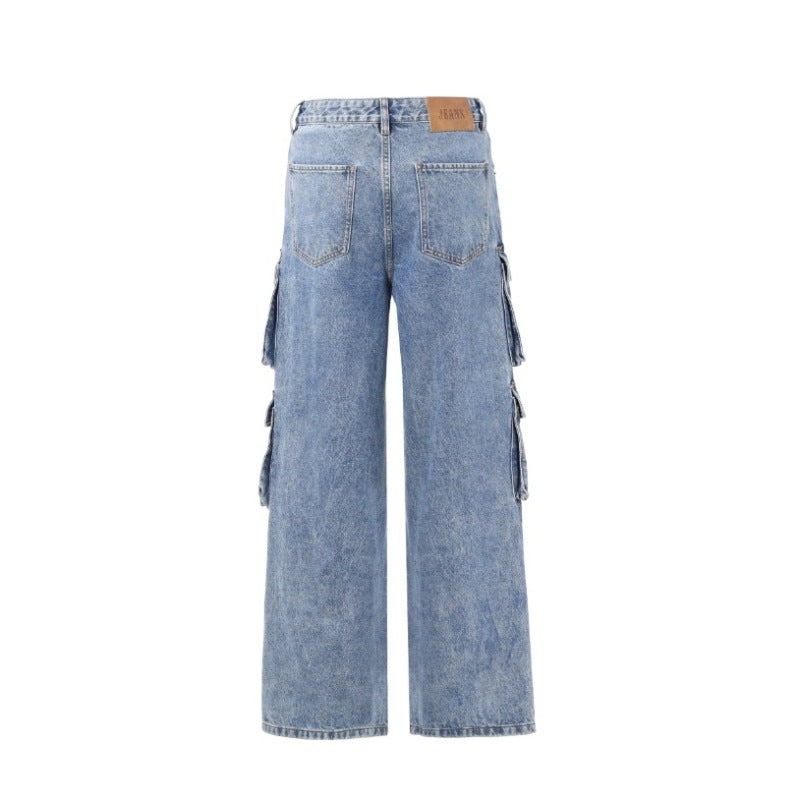 JIAMU Vintage Multi-Pocket Jeans