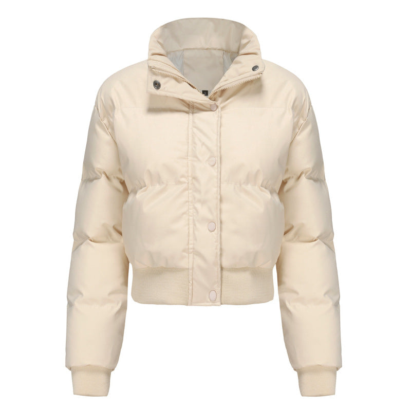 Short Cotton-Padded Coat – Warm, High-Neck, Loose Fit